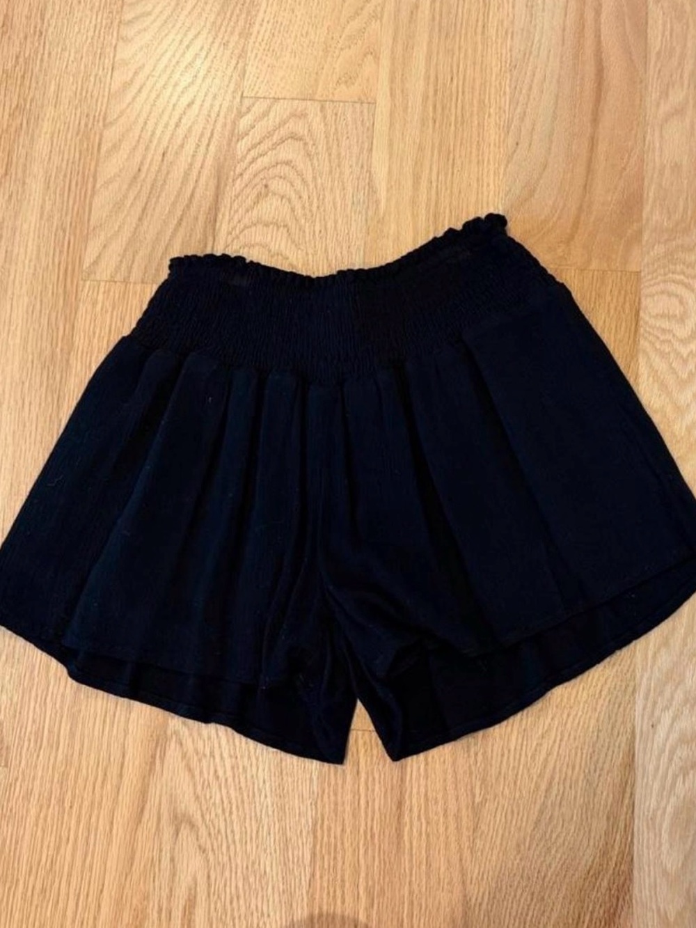 Hayden Black Smocked Flow Shorts